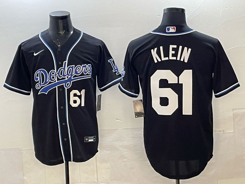 Men 2025 Nike Los Angeles Dodgers #61 Klein Black Game MLB Jersey 02